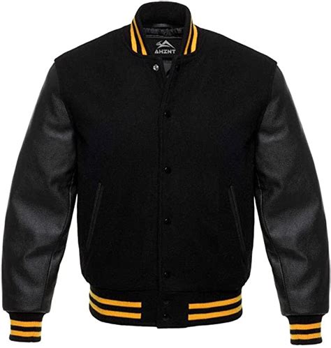 Baseball Jacket Varsity Letterman Jackets Genuine Leather Sleeves And 37
