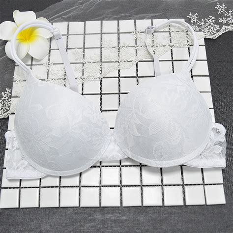Lingerie Women Sexy Underwire Padded Push Up Embroidery Lace Bra 32 34