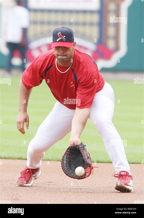 St Louis Cardinals Albert Pujols Fields Ground Balls During A Workout