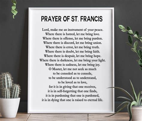 Prayer Of St Francis Prayer Poster Prayer Wall Art Christian Wall Art