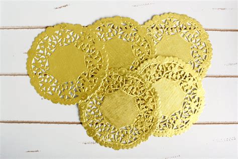 50 Metallic Shine Gold Paper Doily Doilies 4 Inch Rustic Etsy