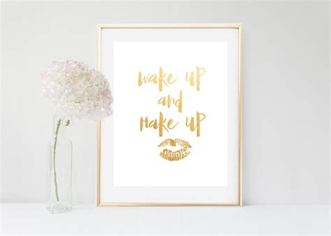 wake up and make up quote print printable art bedroom etsy