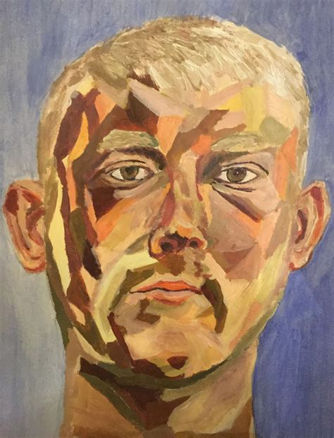 Self Portrait Geometric Acrylic Paint Painting Portrait Acrylic