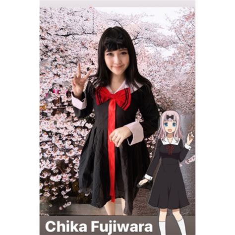 Chika Fujiwarashinomiya Kaguya Cosplay Costumeseifukudress Hitam