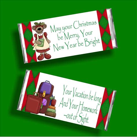 Merry Christmas Teacher Candy Bar Wrapper Printable Diy Party Mom