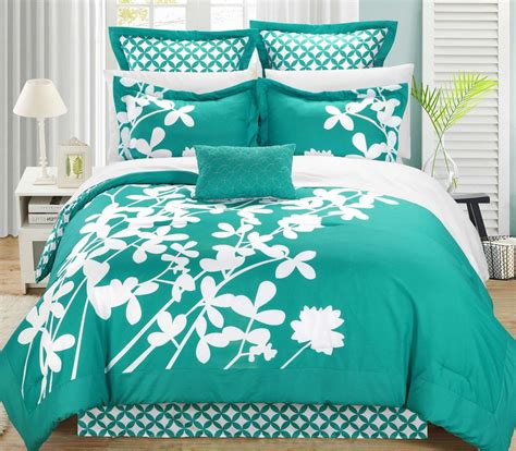 California king bed in a bag sets. King Turquoise 7-Piece Floral Bed in a Bag Comforter Set ...