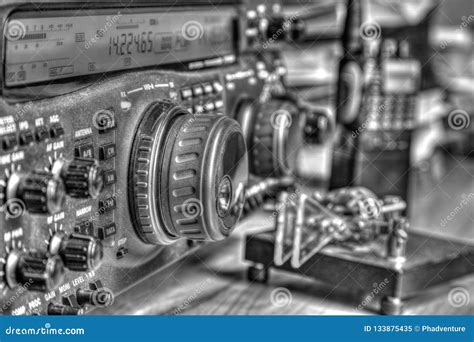 high frequency radio amateur transceiver in black and white stock image image of electronic