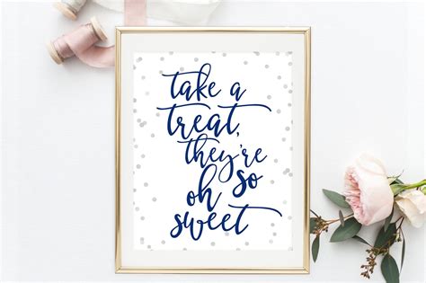 Take A Treat Sign Navy And Grey Confetti Printable Pretty Collected