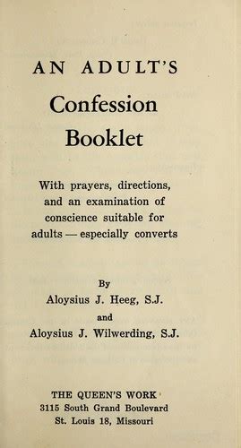 An Adults Confession Booklet By Aloysius Joseph Heeg Open Library