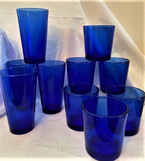 Vintage Libbey Tumblers Cobalt Blue Glasses 4 And Old Etsy