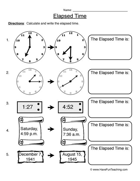 Elapsed Time Telling Time Worksheet 3