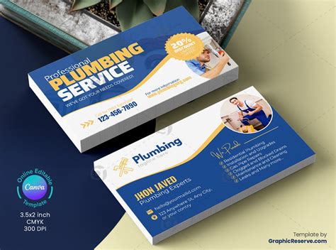 Plumber Business Card Canva File Graphic Reserve