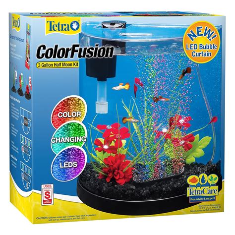 Tetra Colorfusion Led Half Moon Aquarium Kit 3 Gallons Pet