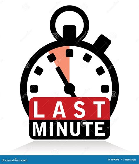 Last Minute Sign With Stopwatch Stock Illustration Illustration Of
