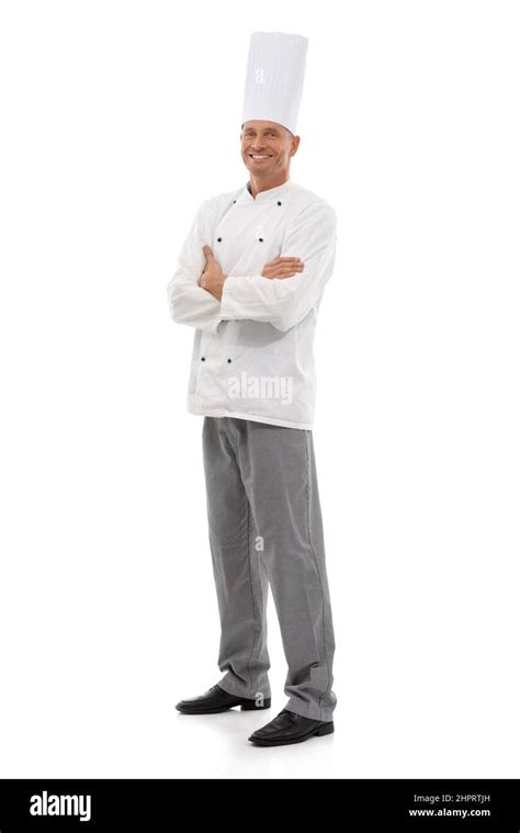 Master Chef Full Length Studio Shot Of A Smiling Chef Isolated On