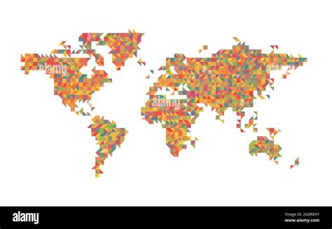 World Map Mosaic Of Small Traingles Colorful Rainbow Spectrum Vector