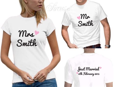 Personalised Just Married Honeymoon Wedding T Shirt Set Various Sizes Honeymoon Tshirts Just