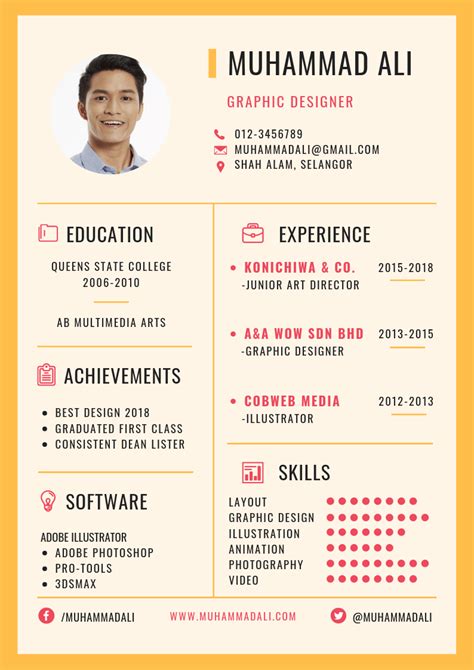 Contoh Cv Fresh Graduate Yang Menarik Desain Cv Creative Cv Template