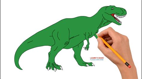 How To Draw A T Rex Dinosaur Step By Step Easy Coloring Page Drawing