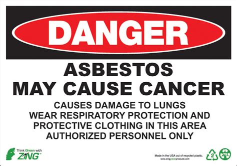 Danger Asbestos Sign Ghshazcom Zing Green Products