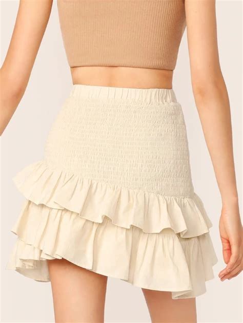 Skirt Belt Hem Skirt Midi Skirt Solid Skirt Ruffle Hem No Frills Floral Skirt