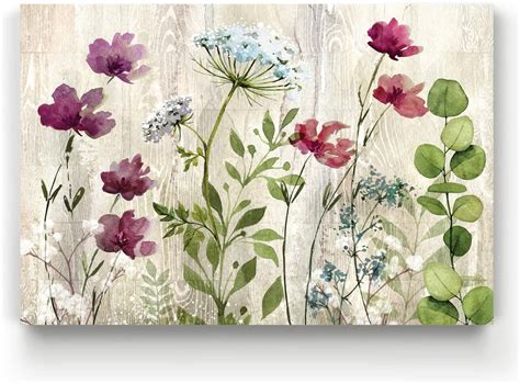 Amazon Com Renditions Gallery Canvas Prints Wall Art Meadow Flowers I Gallery Wrapped Modern