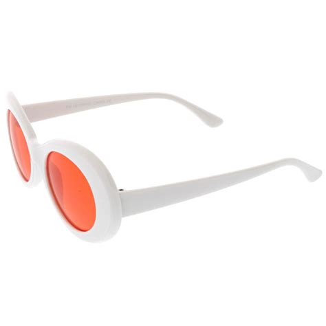Retro 1990s Fashion Clout Goggle Oval Colored Lens Sunglasses Zerouv
