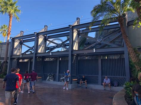 Photos Video Construction Walls Removed At Jurassic World Velocicoaster Revealing New Raptor