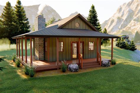 Plan 62697dj Cozy Vacation Retreat House With Porch Small Cabin