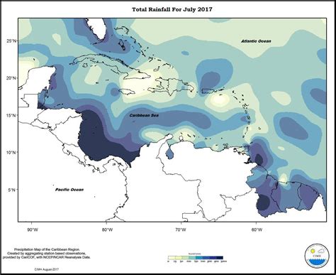 The daily rainfall data from 30 rain gauge stations which have been classified into four regions, namely northwest, west, southwest, and east over peninsular malaysia were obtained from the malaysian meteorology department and drainage and irrigation department for the period 1975 to 2004. Monthly Rainfall July 2017 - Caribbean Regional Climate Centre
