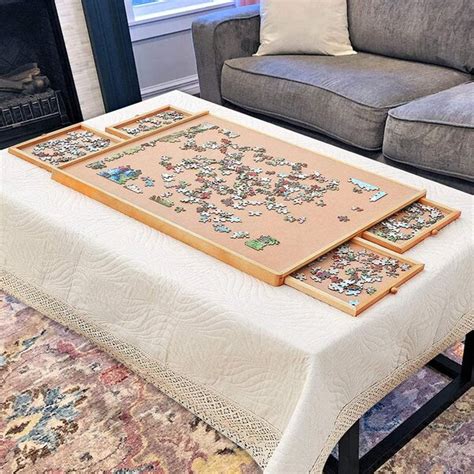 The main board is made from an old large dry erase board and a foam sheet to create extra working mats. Kerrogee 34 X 26 " Wooden Puzzle Table With Felt Mat, For ...