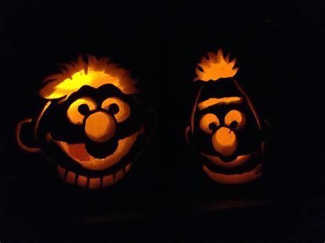 Bert And Ernie Carved Pumpkins Halloween Pumpkin Stencils Halloween