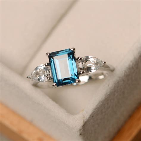 London Blue Topaz Ring Sterling Silver Promise Ring For Her Etsy