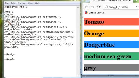 Html Lesson1002 Html Colors Notepad With Tags In Telugu Youtube