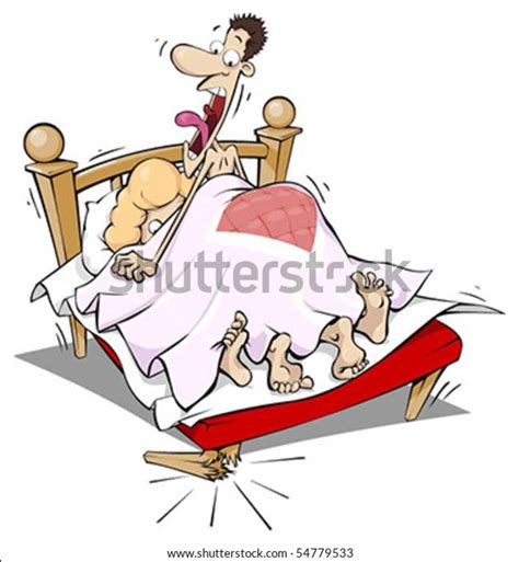 Passionate Married Couple Broken Bed Stock Vector Royalty Free 54779533