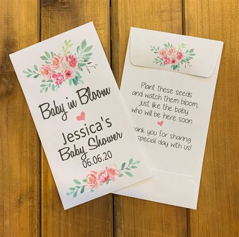 Baby In Bloom Seed Packet Favors Pink Flowers For Baby Girl Etsy