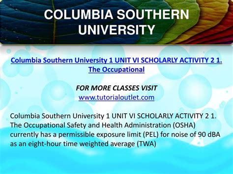 PPT - COLUMBIA SOUTHERN UNIVERSITY / TUTORIALOUTLETDOTCOM PowerPoint