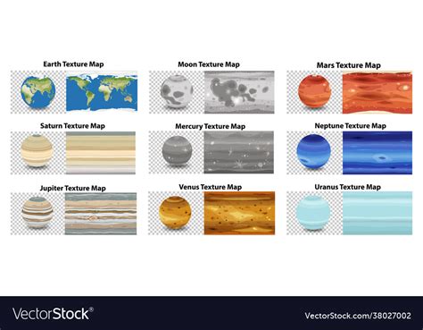 Set Different Planet Texture Map Royalty Free Vector Image