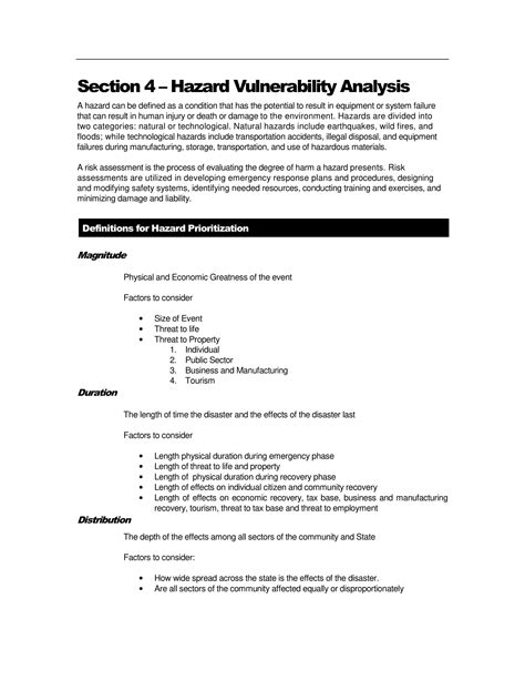Hazard Vulnerability Analysis