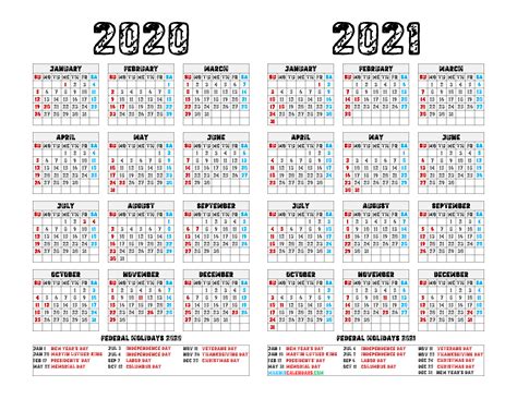 Printable 2020 2021 Calendar 9 Templates