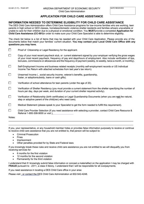 We look forward to working with you. Fillable Form Cc-001 - Application For Child Care ...
