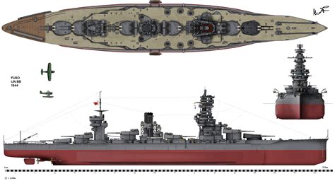 Ijnfuso1944profiledrawing Battleship Imperial Japanese Navy
