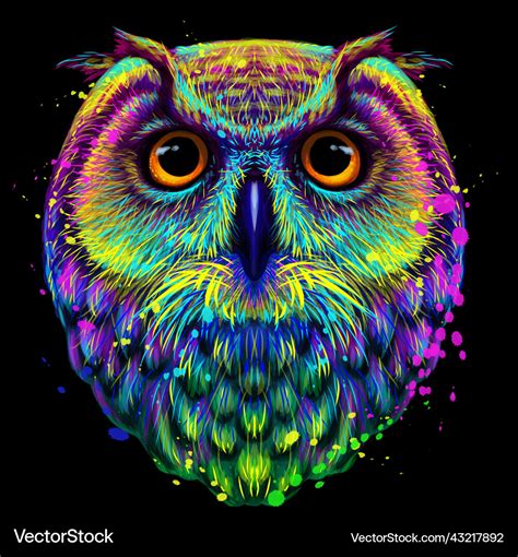 Owl Abstract Neon Graphic Portrait Royalty Free Vector Image