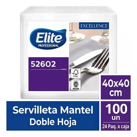 Servilleta Elite Doble Hoja Excellence Mantel X100 Un 40x40 Cuotas