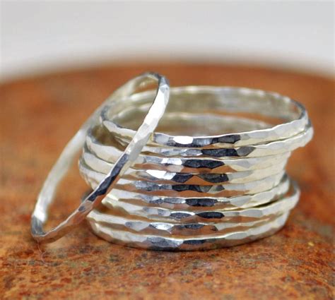 Super Thin Sterling Silver Stackable Rings Silver Stacking Etsy