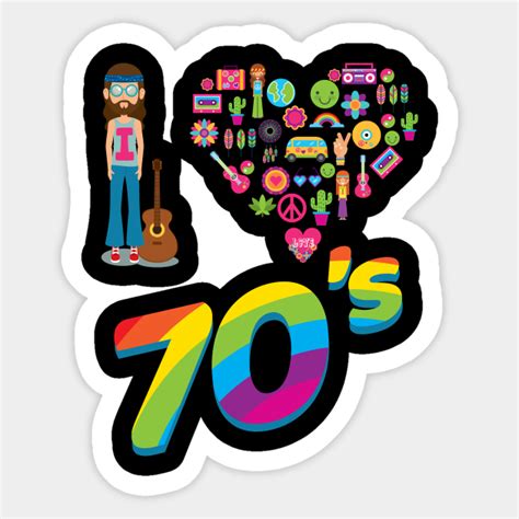 I Love 70s Hippie Style Awesome 70s Vintage 70s Sticker Teepublic