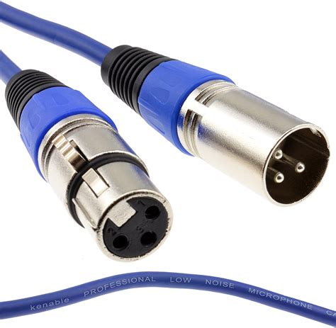 Kenable Xlr 3 Pin Microphone Lead Male To Female Audio Cable Blue 2m 2