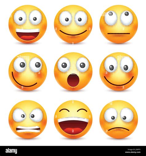 Smileyjuego De Emoticonos Cara Amarilla Con Las Emociones La