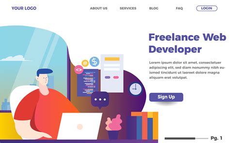 Freelance Web Developer Landing Page Template Men Coding Website
