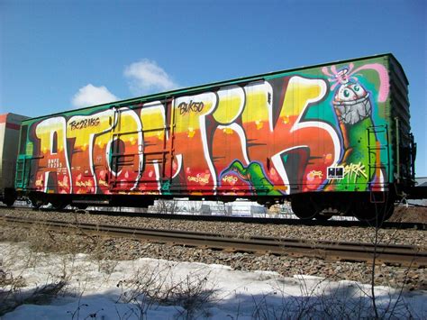 Atomik Whole Car Freight Train Graffiti Train Graffiti Graffiti Murals